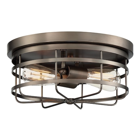 Designers Fountain 13in Anson 2-Light Satin Copper Bronze Interior Ceiling Light Flush Mount 1264-SCB